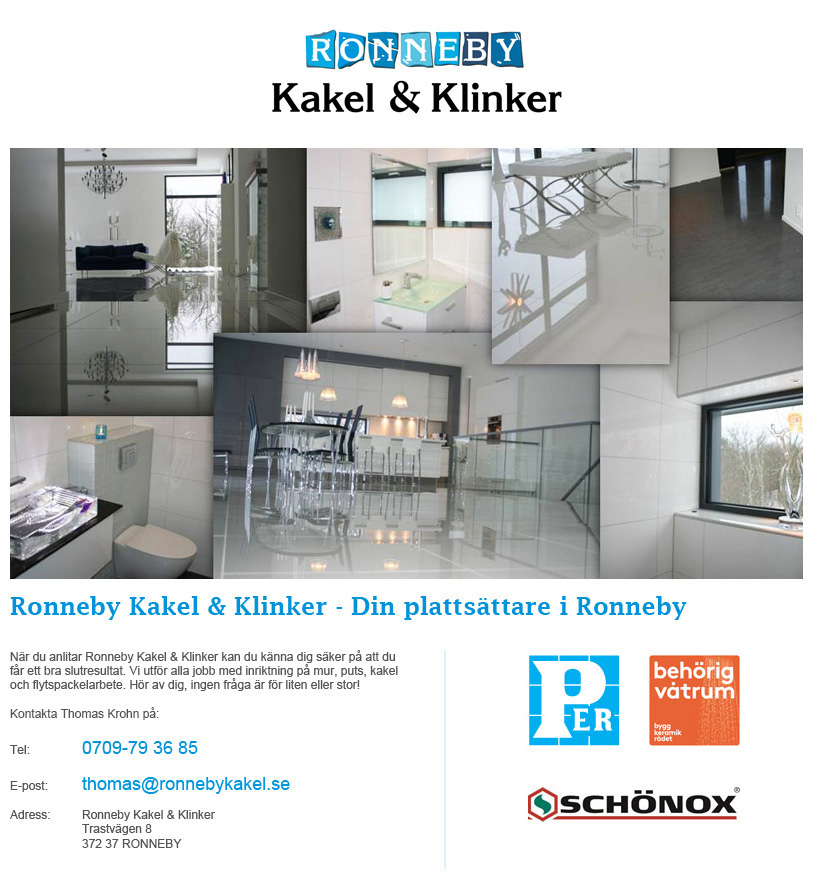 Ronneby Kakel & Klinker - Thomas Krohn - Mur, puts, kakel